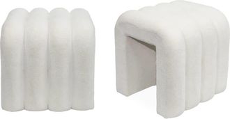Sweeek Puff contempor&aacute;neo de tela, set de 2, blanco