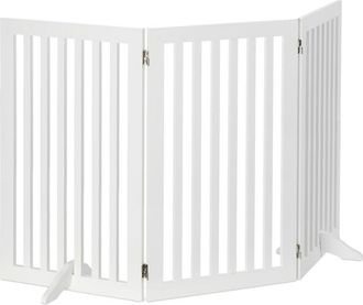 Relaxdays Griglia in Legno, Regolabile, Cancelletto per Cani, Divisorio per Animali, Camino e Stufa, 91,5x154cm, Bianco - Relaxdays