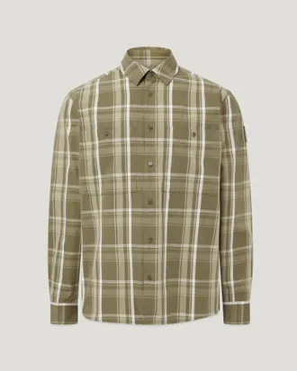 Belstaff Camisa Fleet Para Hombre Cotton Check Verde Militar 2xl