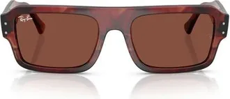 Ray-Ban 56mm Rectangular Sunglasses in Havana Red /Red at Nordstrom