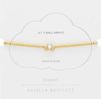Estella Bartlett Scallops & Faux Pearl Bracelet in Gold at Nordstrom