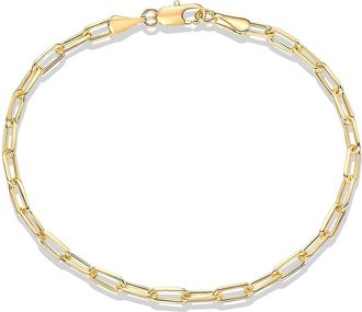 Generic 14K Gold Plated Paperclip/Curb/Figaro Chain Adjustable Bracelet for WomenDurability