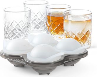 Final Touch Yarai Shiver Ice Ball Shots - 4 Glasses with Ice Ball Tray in White at Nordstrom
