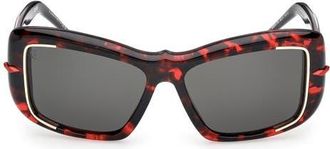 Christian Louboutin 56mm Square Sunglasses in Red Havana /Gold /Zeiss at Nordstrom