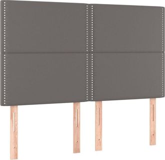 vidaXL Vidaxl - Cabecero Con Luces Led Cuero Sint&eacute;tico Gris 144x5x118/128 Cm