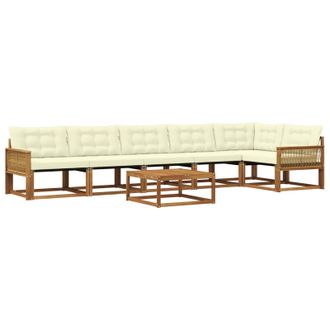 vidaXL Conjunto De Sof&aacute;s De Exterior Con Coj&iacute;n 7 Pcs Natural Y Crema Vidaxl