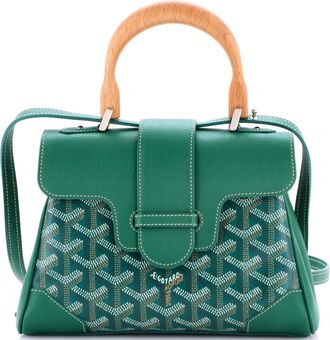 Goyard Saigon Top Handle Bag Coated Canvas with Leather Mini