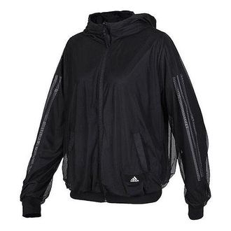 adidas (WMNS) adidas Casual Hooded Sportswear Windbreaker Jacket Black FK3522
