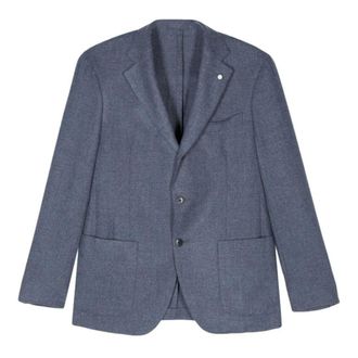 Luigi Bianchi Mantova Blazers, male, Blue, Size: L Virgin Wool Blazer