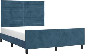 vidaXL Vidaxl - Estructura De Cama Sin Colch&oacute;n Terciopelo Azul Oscuro 140x190cm