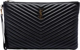 Saint Laurent Pre-owned Saint Laurent Chevron Calfskin Cassandre Document Holder Clutch Ladies XBUUD9L8LBBEO3U3