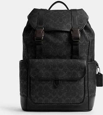 Coach League Flap Backpack In Signature Canvas