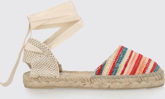 Maneb&igrave; Espadrillas Valenciana in cotone a righe multicolor da annodare
