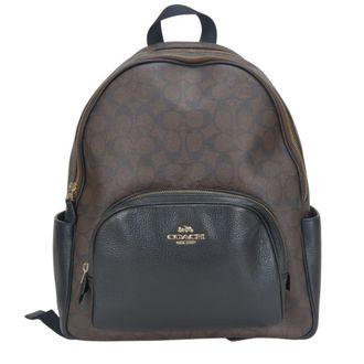 Coach Signature Black Dark Brown Pvc Leather Backpack (Pre-Owned)