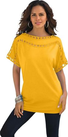 Roaman's Ladder Stitch Tee in Sunset Yellow at Nordstrom, Size Medium
