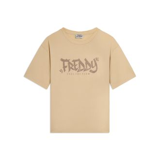 Freddy T-shirt con stampa FREDDY FEEL THE FLOW e borchie