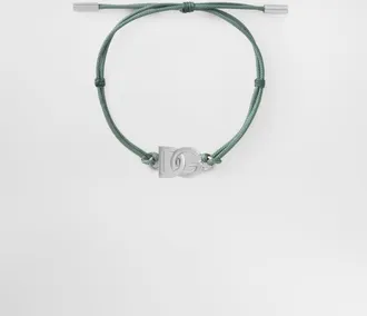 Dolce & Gabbana Cord Bracelet With Dg Logo - Man Bijoux Green Metal Onesize