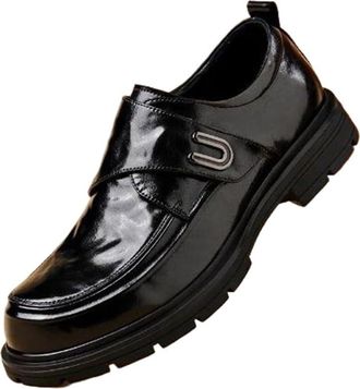 Generic Mens Black Loafers Soft Thick Sole Breathable Casual Leather Shoes Fashion British Style Comfortable Trendy Design for Office and Daily Wear(7.5)