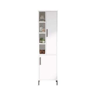 Dmora Armario Multiuso 2 Puertas Jongdari, Perchero, 7 Estantes, Abertura Abatible, 45x174h Cm Blanco