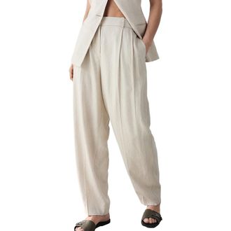 Next Tapered Wide Leg Pants in Neutral at Nordstrom, Size 12 Us
