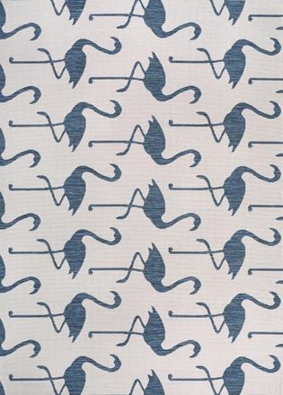 Jonathan Y Designs Liana Casual Coastal Flamingos Two-Tone Indoor/Outdoor Area Rug in White/navy at Nordstrom, Size 8Ft 0In X 10Ft 0In