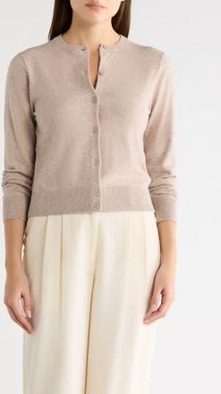 Nordstrom Rack Crewneck Cardigan in Tan Etherea Heather at Nordstrom Rack, Size X-Small