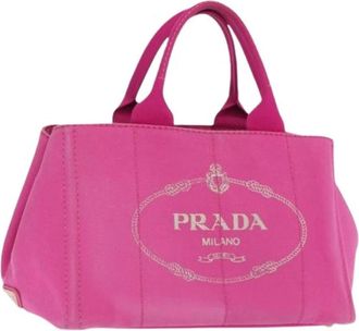 Prada Pre-owned Tote Bags, female, Pink, Size: ONE SIZE Pre-owned Canvas Tote Bag