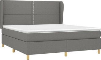 vidaXL Vidaxl - Cama Box Spring Con Colch&oacute;n Tela Gris Oscuro 180x200 Cm