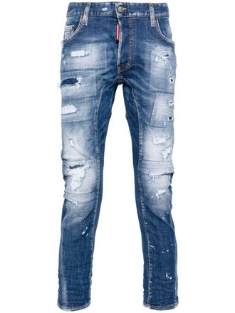 Dsquared2 Jeans slim con effetto vissuto Tidy Biker - Blu