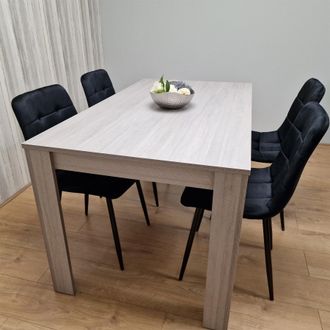 Kosy Koala Modern Grey Rectangle Dining Table Set With 4 Black Velvet Chairs Dining Room Furniture in Brown