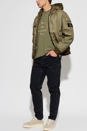 Stone Island T-shirt With Embroidered Logo, Mens, Green