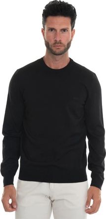 HUGO BOSS Effen Wol Slim Fit Pullover - Heren - Ronde hals truien - Zwart - XL - Wol - Truien & Vesten