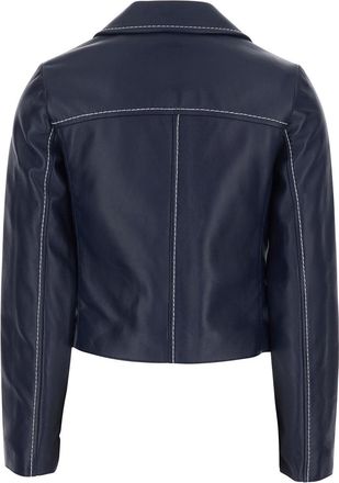 Michael Michael Kors Womens Jacket With Notched Lapel - Blue Lamb Leather Blazers