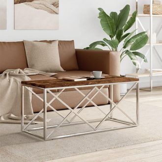 vidaXL Vidaxl - Mesa De Centro Acero Inoxidable Y Madera Maciza Reciclada