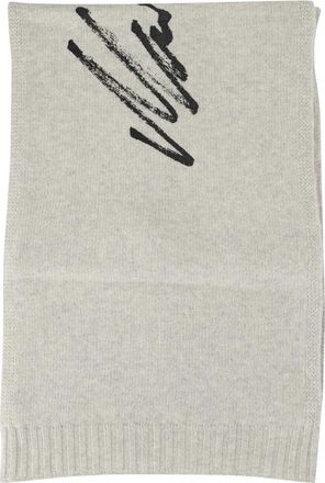Maison Margiela Signature Gebreide Sjaal - Dames - Wintersjaals - Grijs - ONE Size - Wol - Accessoires