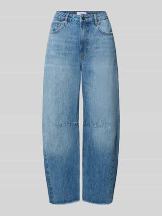 Rich & Royal Barrel Fit Jeans mit Fransen in Blau, Gr&ouml;&szlig;e 26