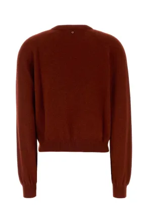 Ferragamo Womens Virgin Wool Blend Sweater Brick Cashmere