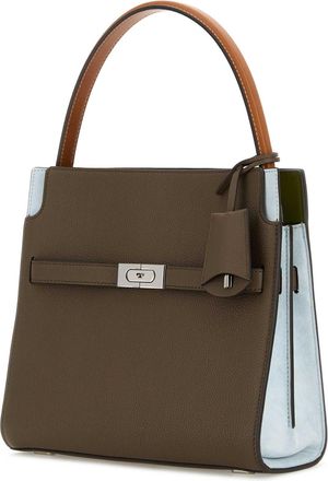 Tory Burch Womens Mud Leather Double Lee Radziwill Hand Bag Wildmushroom Borse A Mano