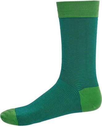 Oliver Brown Horizontal Stripe Socks Pea/Marine