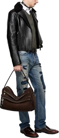 Acne Studios Camero Calfskin Leather Shoulder Bag - Brown