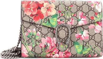 Gucci Dionysus Chain Wallet Blooms Print GG Coated Canvas Small crossbody bag - Bruin