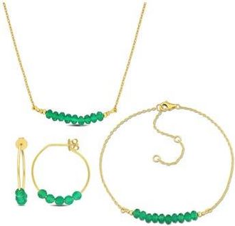 Delmar Green Onyx Beaded Hoop Earrings, Bracelet & Necklace Set at Nordstrom Rack