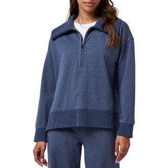 Travis Mathew Save the Day Half Zip Sweatshirt in Heather Navy Blazer at Nordstrom, Size Large
