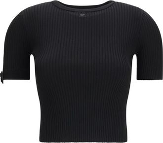 Courr&egrave;ges Black Crew Neck Top
