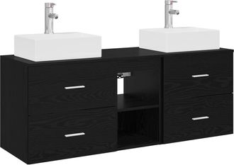 vidaXL Juego De Muebles De Ba&ntilde;o 3 Uds. Negro 49,5 X 41 X 62,5 Cm Vidaxl