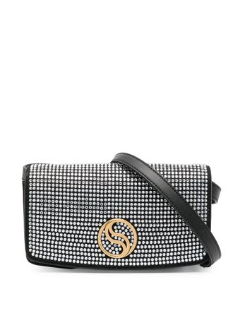 Stella McCartney Borsa a tracolla S-Wave con cristalli - Nero