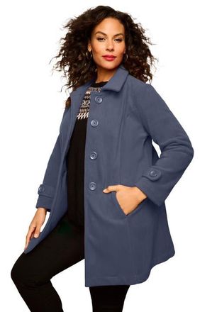 Roaman's Plus Size Button Up Fleece Jacket in Blue Haze at Nordstrom, Size Medium