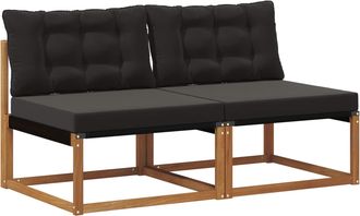 vidaXL 2 Uds. Sof&aacute; Intermedio De Exterior Madera De Acacia S&oacute;lida Vidaxl