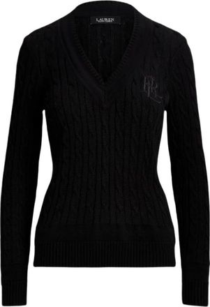 Ralph Lauren Meren Pullover met V-hals - Dames - V-hals truien - Zwart - S - Katoen - Truien & Vesten