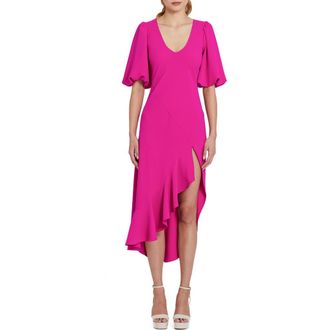 Amanda Uprichard Glenna Ruffle Puff Sleeve Dress in Dark Hot Pink at Nordstrom Rack, Size X-Small